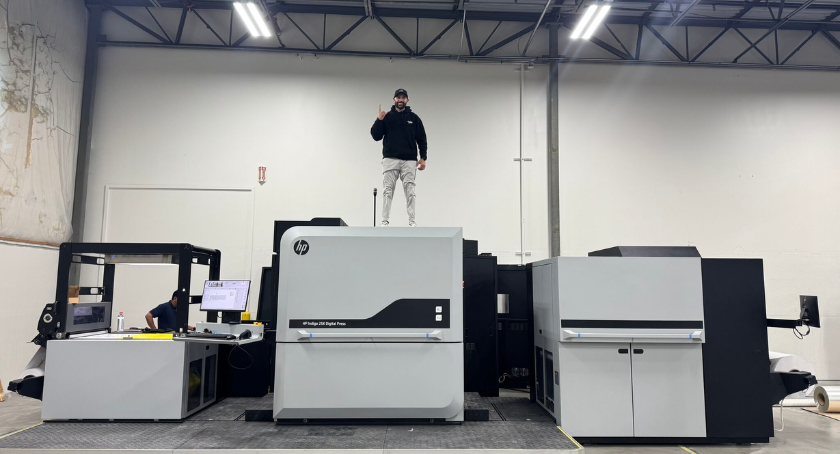 Dustin Steerman following installation of the HP press.